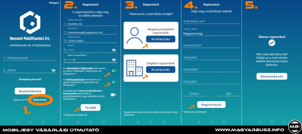 Mobiljegy vásárlási útmutató | A regisztráció menete