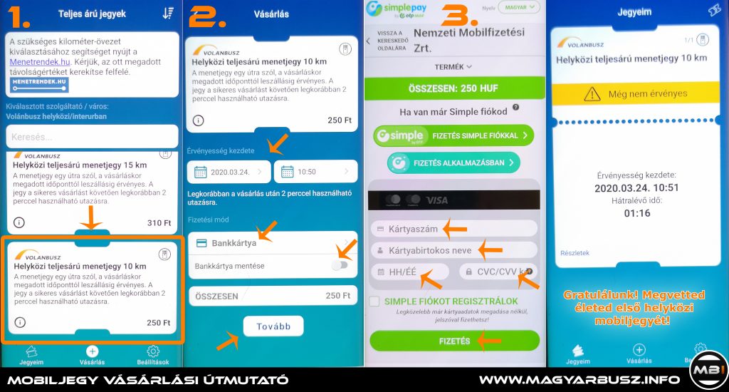 Mobiljegy vásárlási útmutató | A vásárlás folyamata