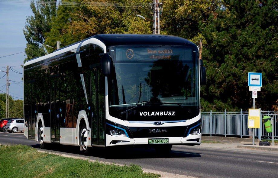 Villanyhajtású MAN Lion’s City-t tesztel helyközi forgalomban a Volánbusz 1 MAN 055 4 1